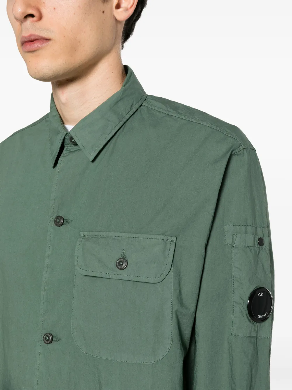 C.P. Company Katoenen overhemd met lens-detail Groen