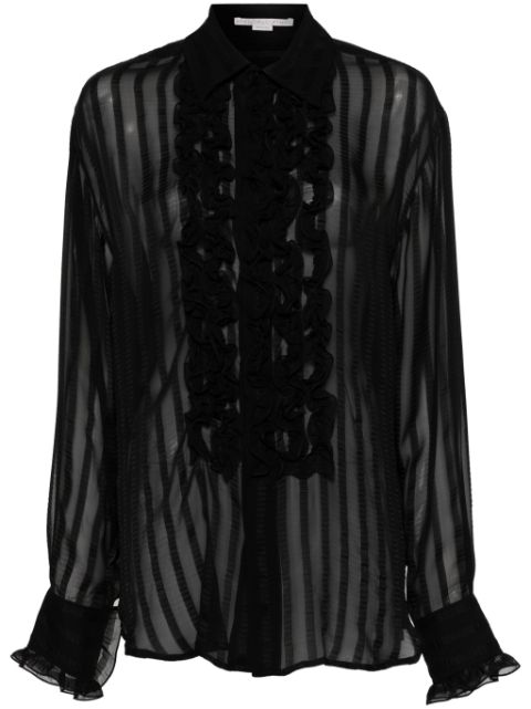 Stella McCartney sheer seersucker ruffled blouse Women