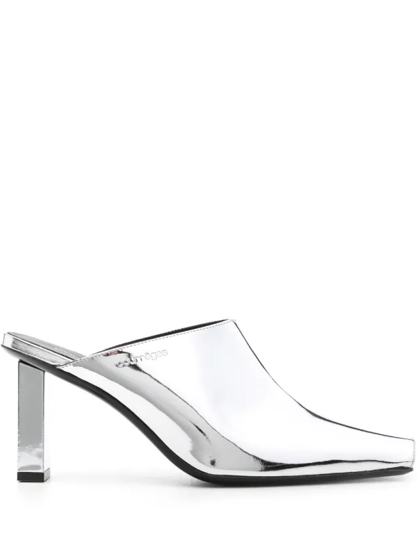 Courrèges Sleek 70mm Mirrored Mules in Silver