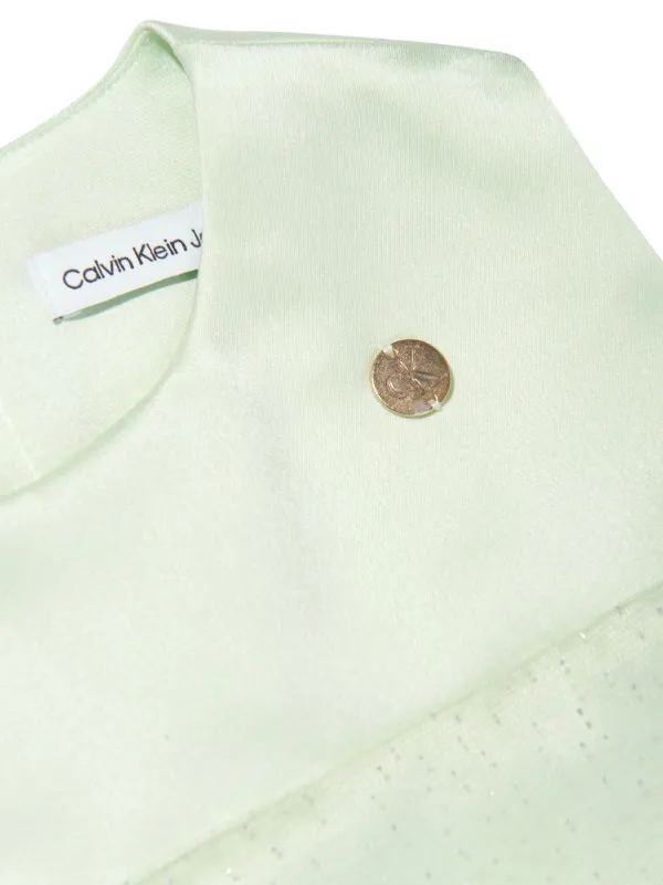 Calvin Klein Kids tulle-overlay Empire Dress | Green | FARFETCH GE