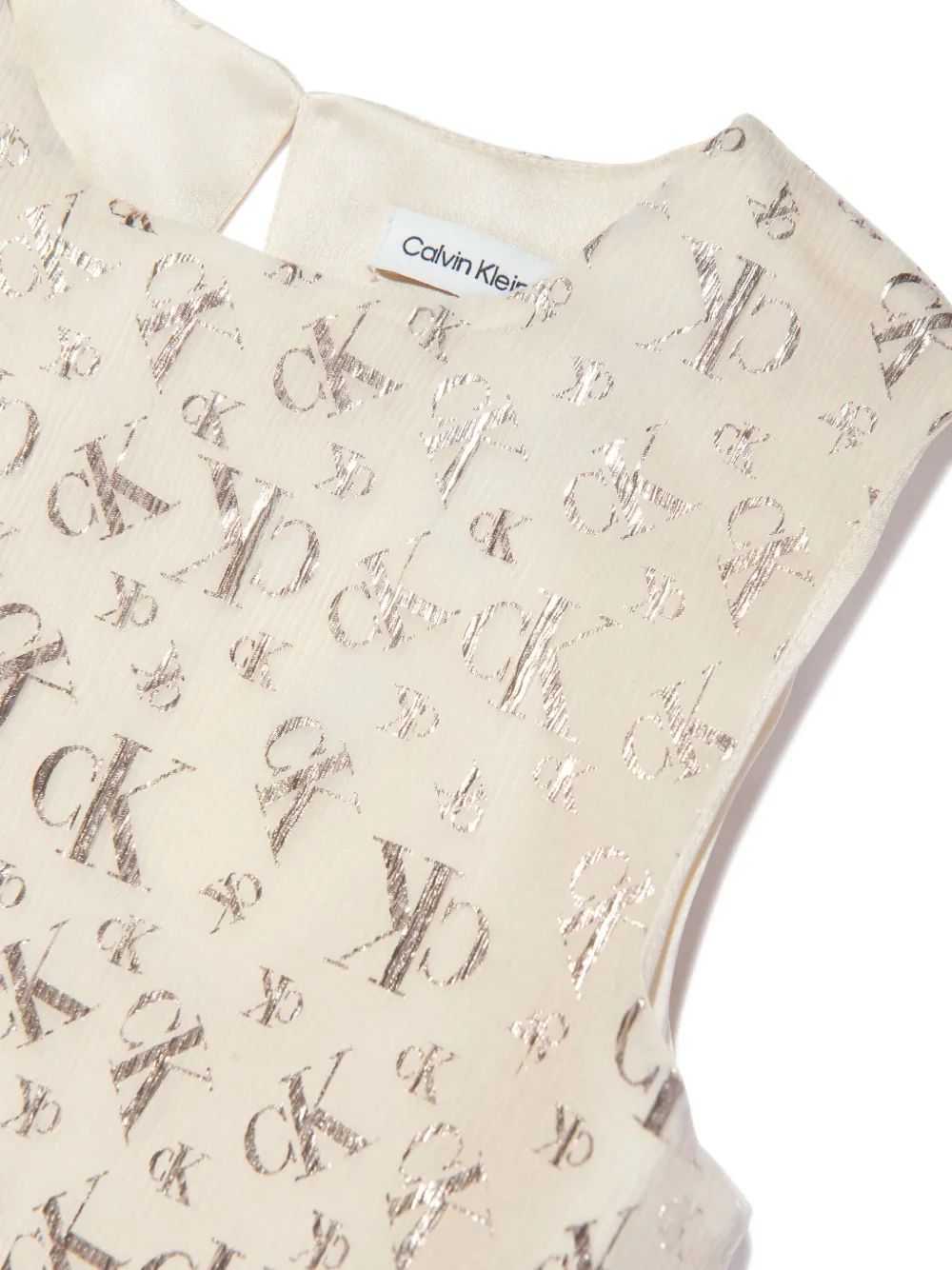 Shop Calvin Klein Layered Logo-print Dress In Neutrals