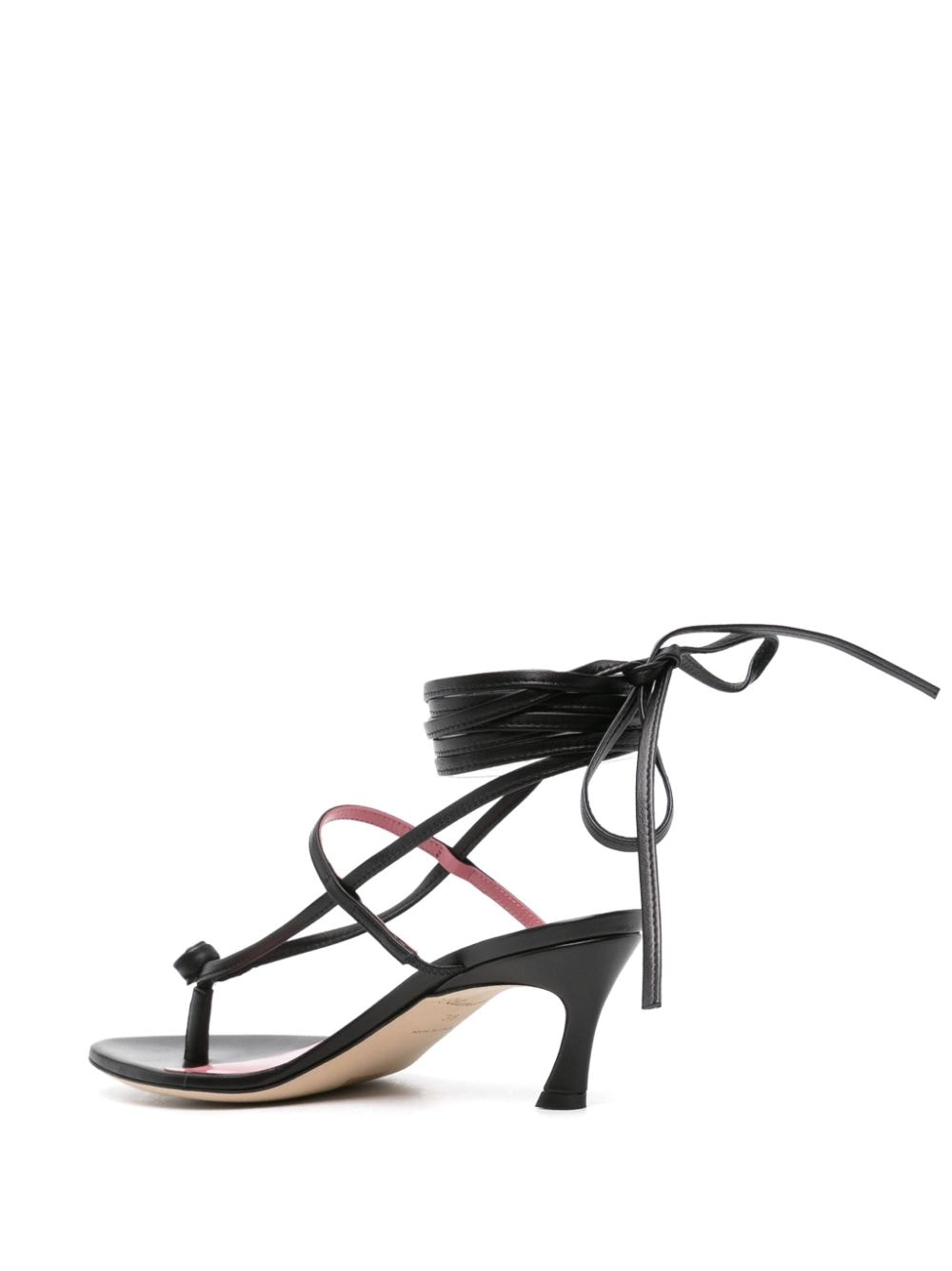 Shop Blumarine Lace-up Leather Sandals In Black