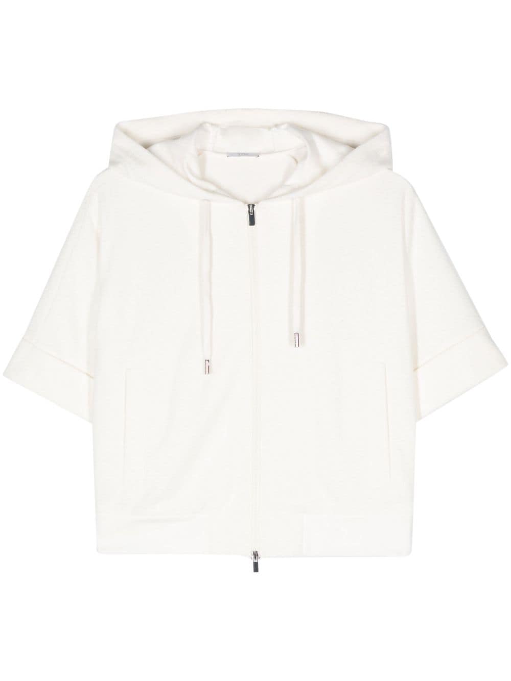 Peserico Terry-cloth Zip-up Hoodie In White