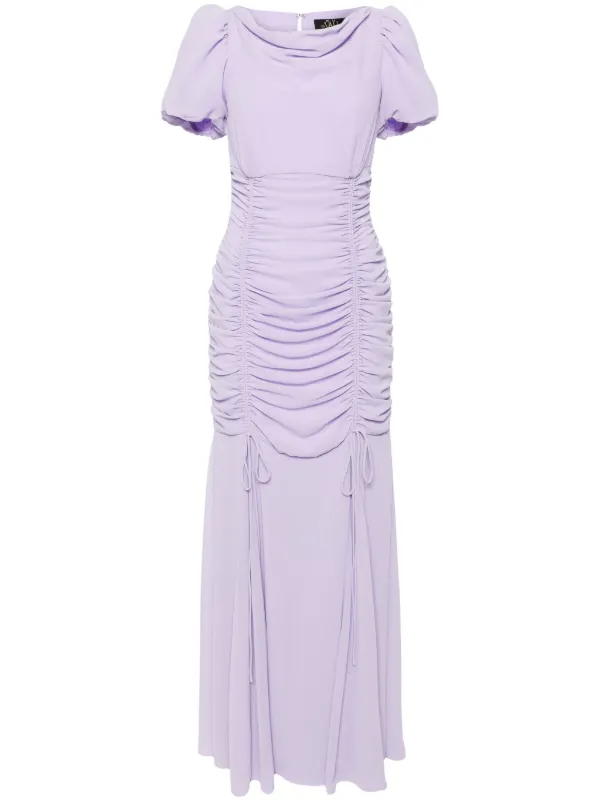 De La Vali Amandine Ruched Maxi Dress | Purple | FARFETCH OM