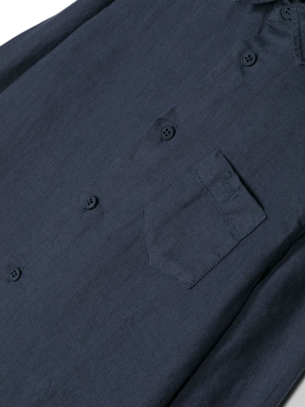 Shop Il Gufo Logo-patch Linen Shirt In Blue