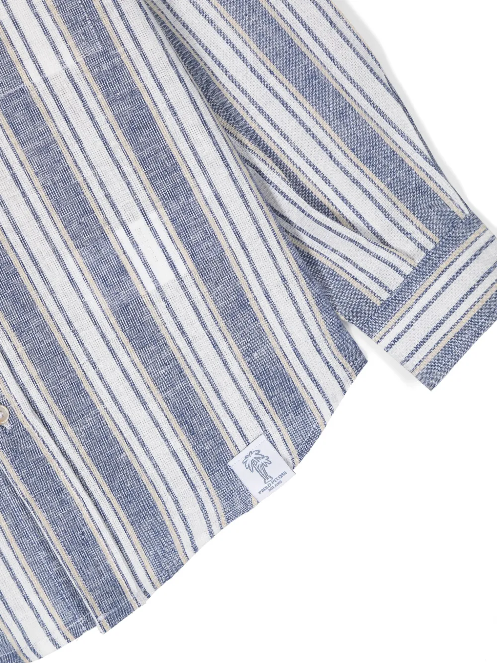 Shop Paolo Pecora Logo-patch Striped Shirt In Blue