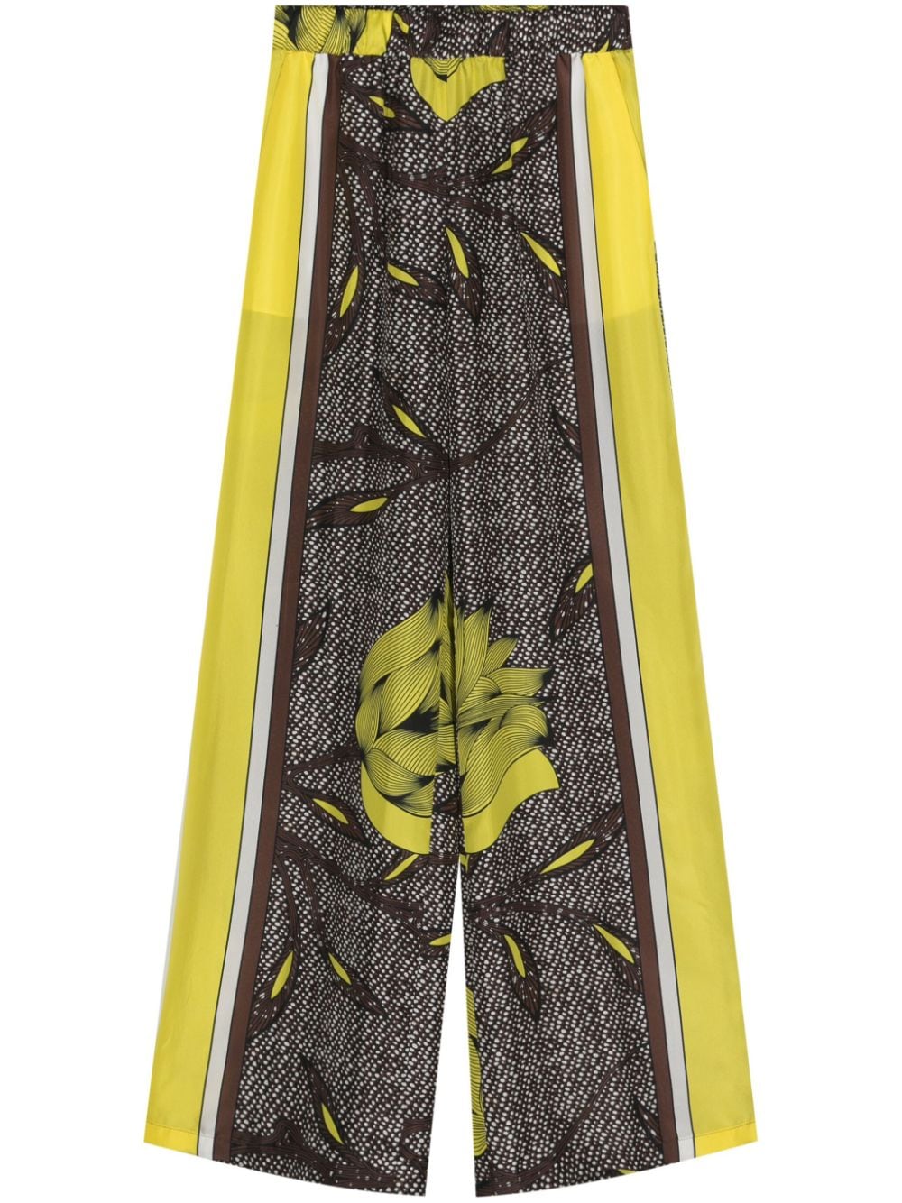 P.a.r.o.s.h Floral-print Silk Trousers In Yellow