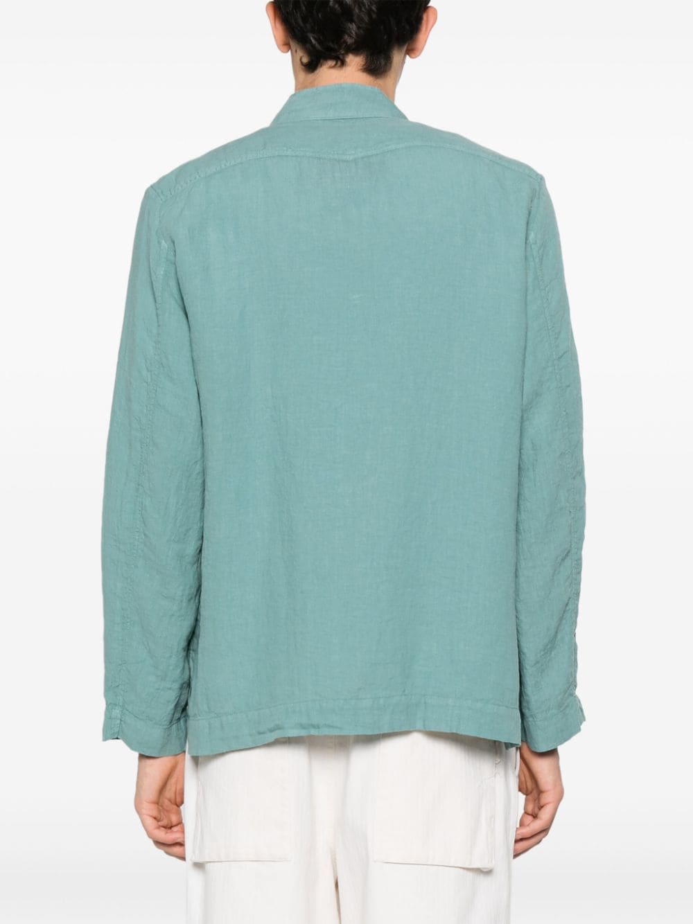 Shop Massimo Alba Side-slit Linen Shirt In Green