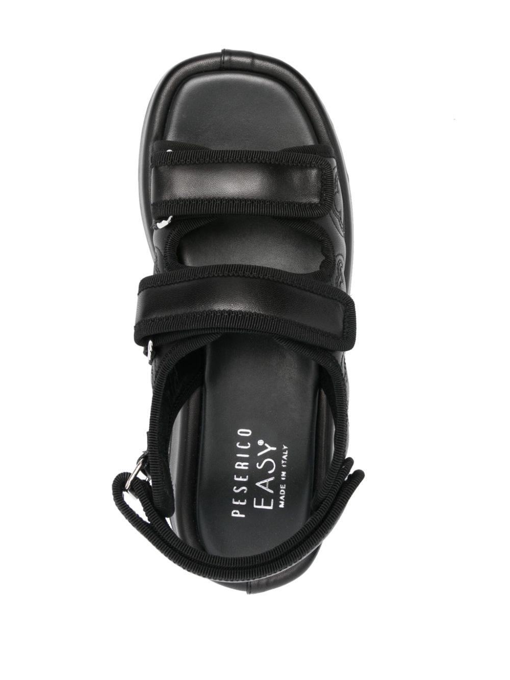 Shop Peserico Embossed-logo Quilted Leather Sandals In Black