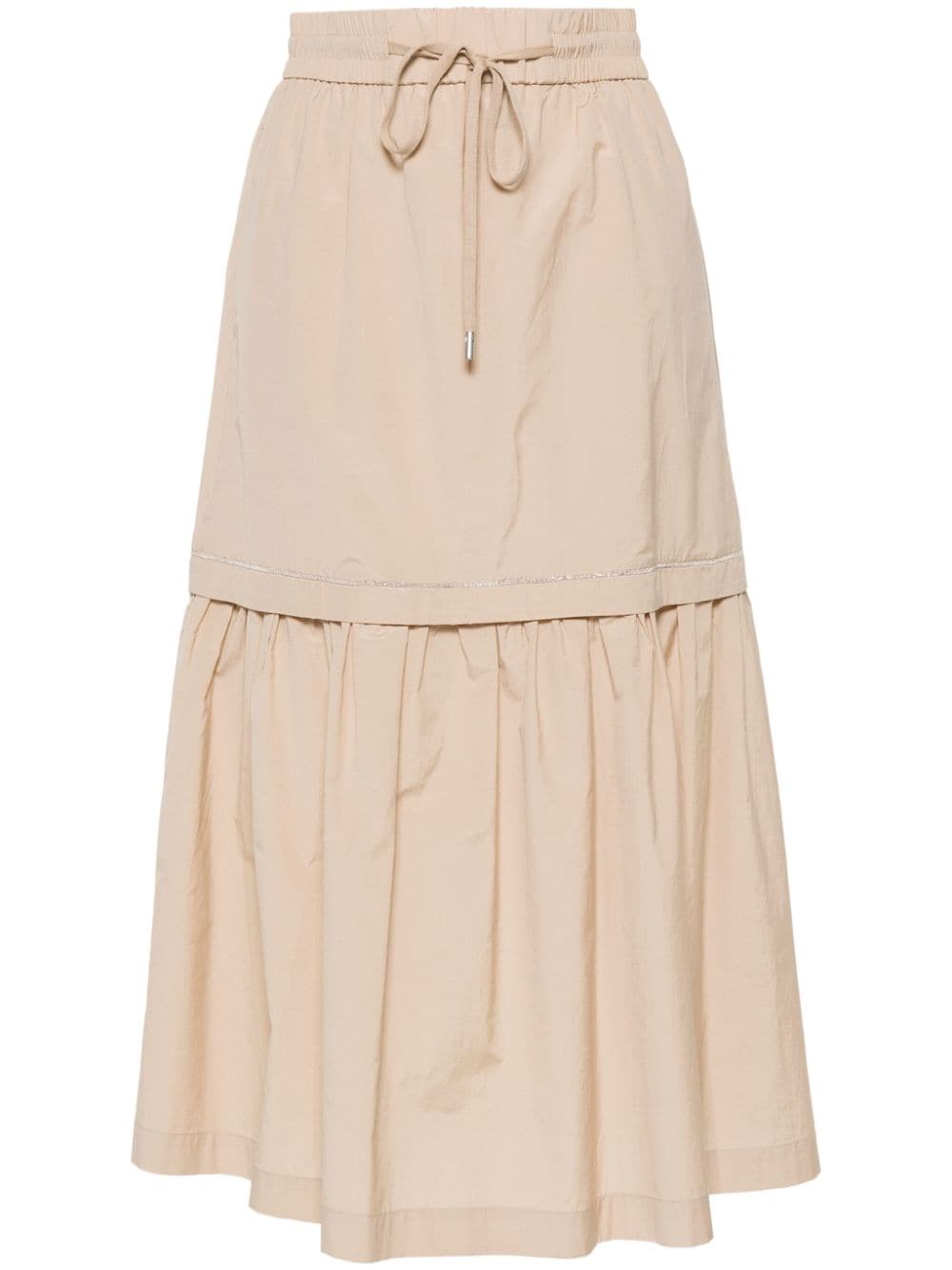 Peserico Bead-detail Poplin Skirt In Neutrals