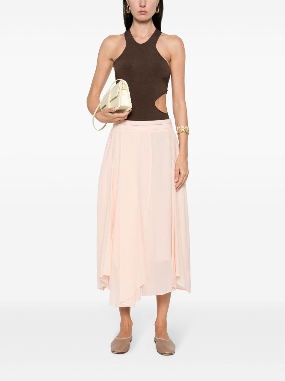 Shop Peserico Bead-detail Asymmetric Skirt In Pink