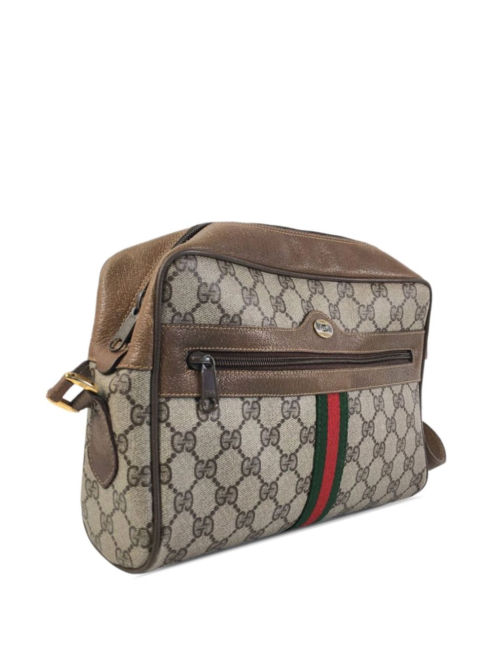 Pre-owned Gucci 2000-2010 Gg Supreme Ophidia Crossbody Bag In 褐色