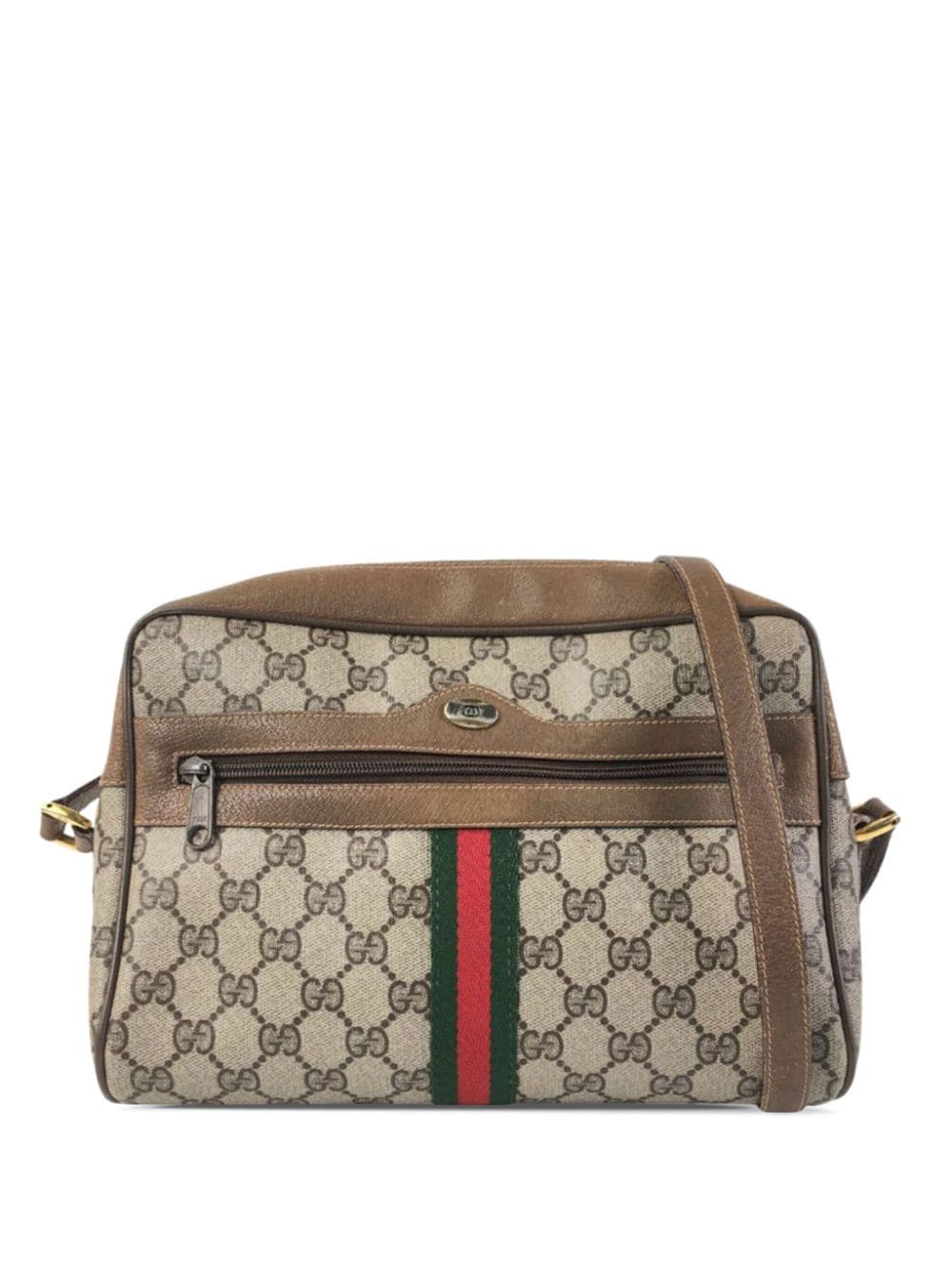 Pre-owned Gucci 2000-2010 Gg Supreme Ophidia Crossbody Bag In 褐色