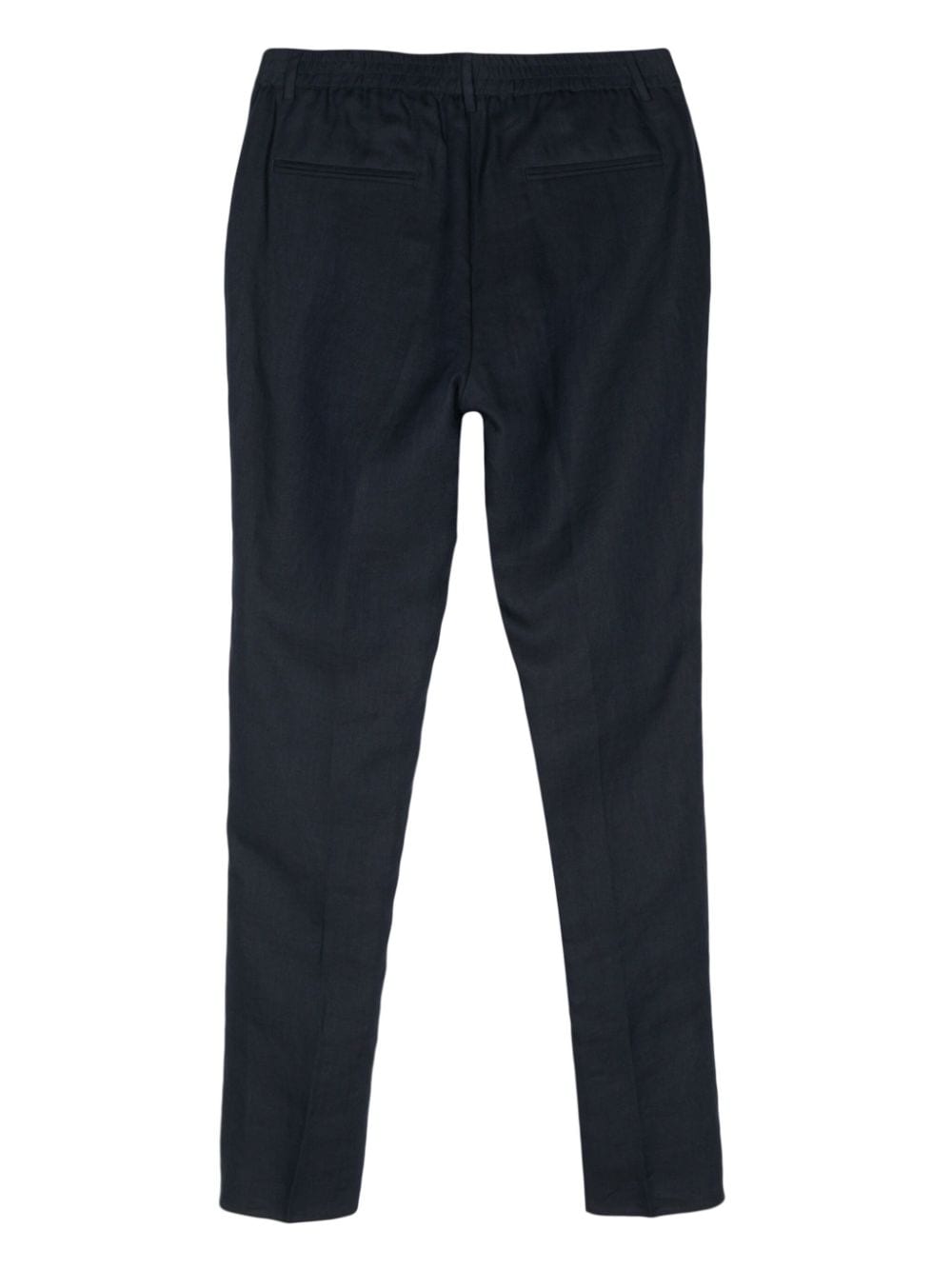 Shop Peserico Herringbone-pattern Linen Trousers In Blue