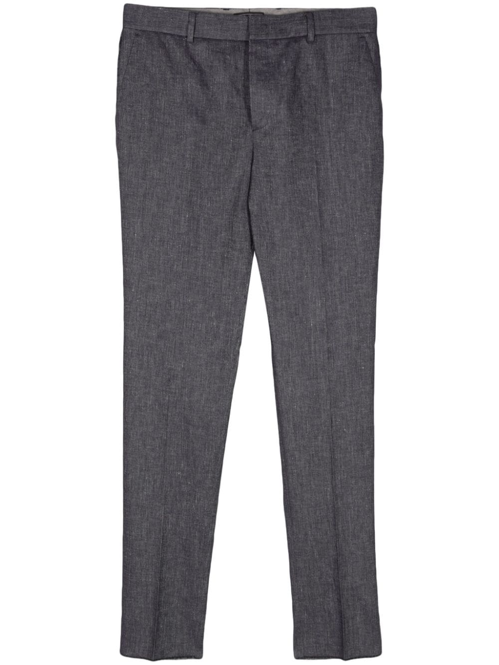 Peserico Mélange-effect Straight Trousers In Blue