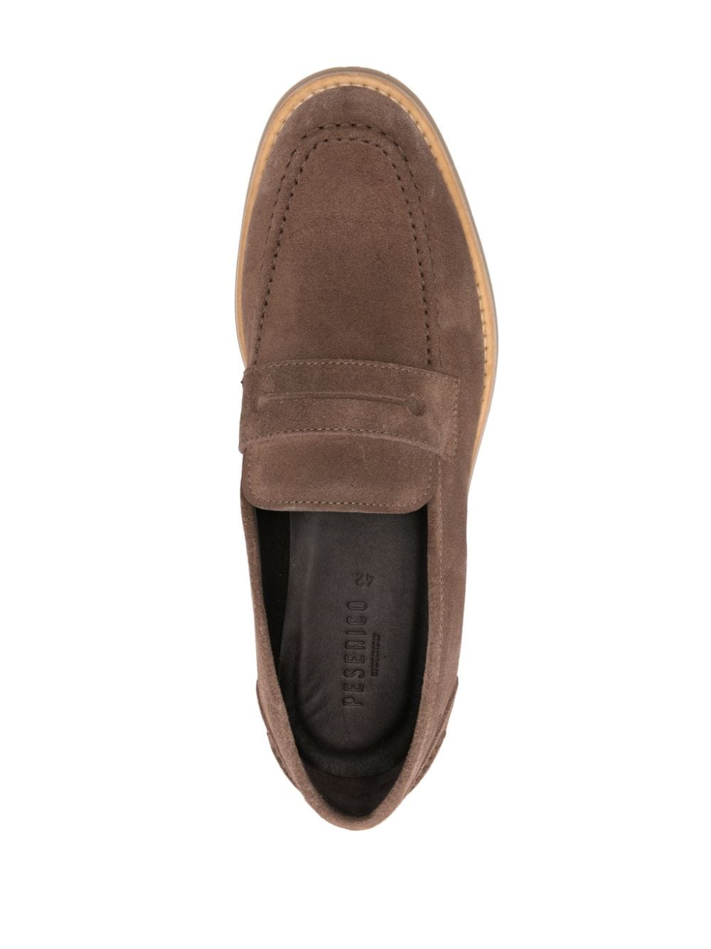 Shop Peserico Penny-slot Suede Loafers In Brown