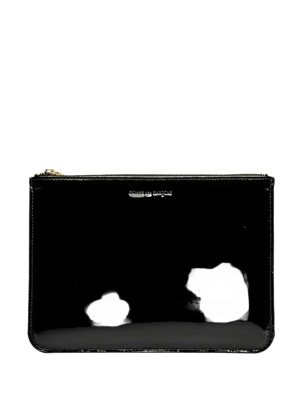 Comme Des Garçons Patent-finish Zip Wallet In Black