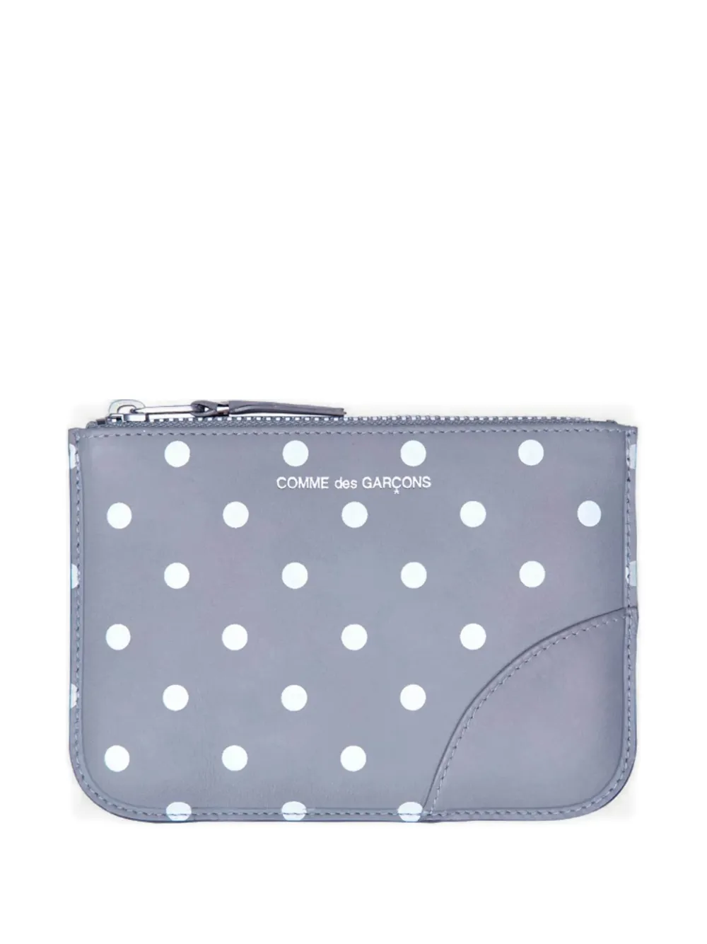 Comme Des Garçons Polka-dot Zip Wallet In Gray