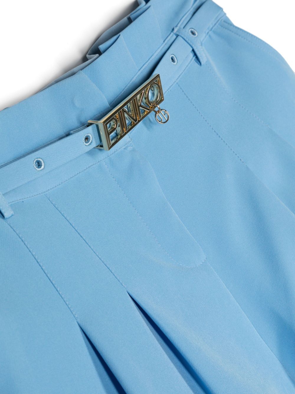 Shop Pinko Logo-plaque Pleat-detailing Shorts In Blue