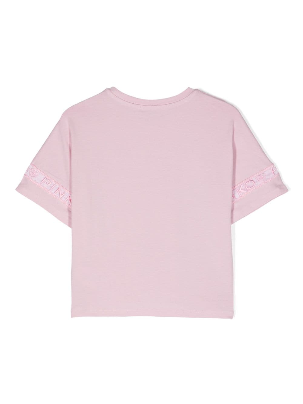 Shop Pinko Logo-trim T-shirt In 粉色