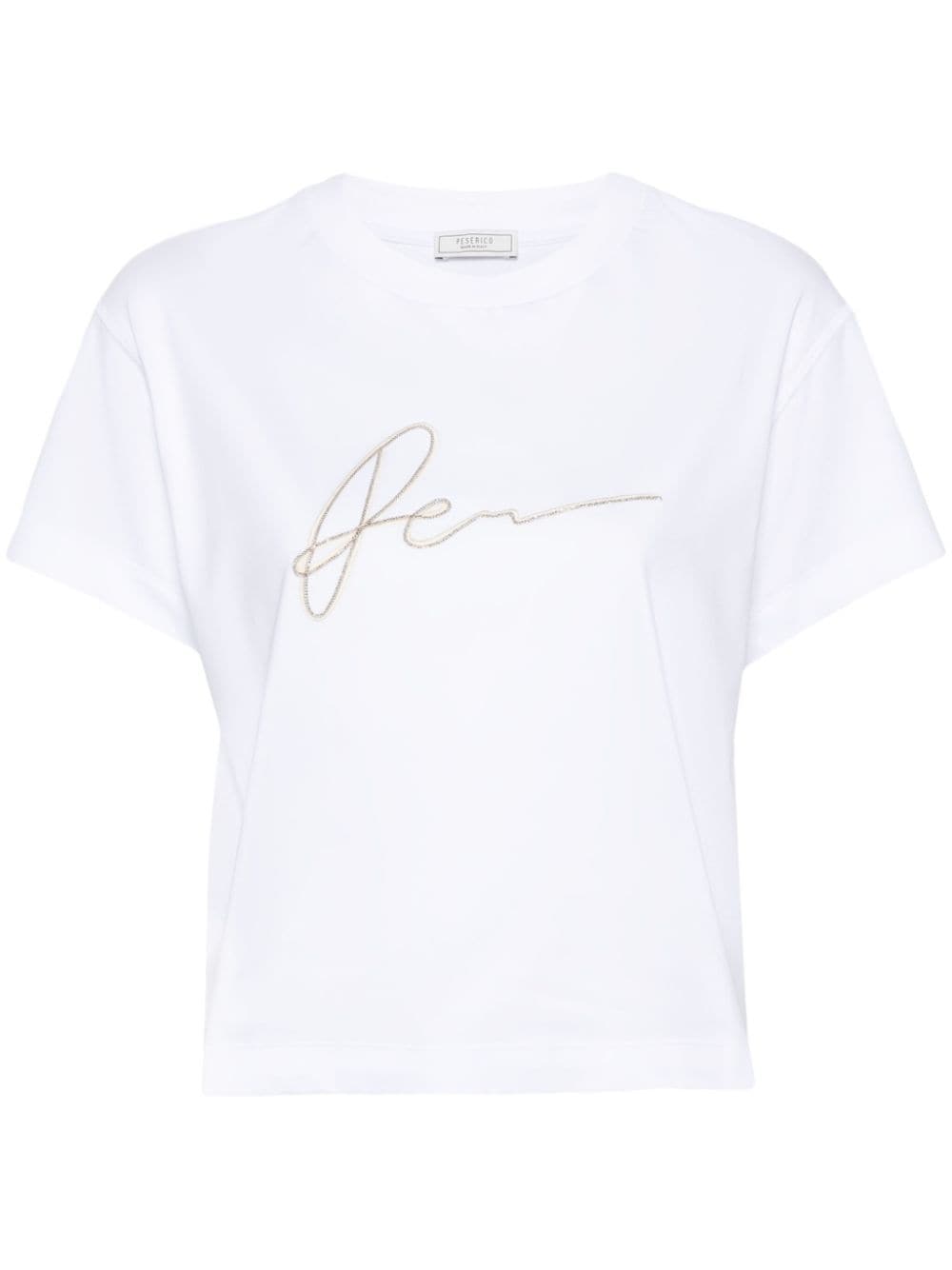Peserico T-Shirt mit Logo-Print - Weiß