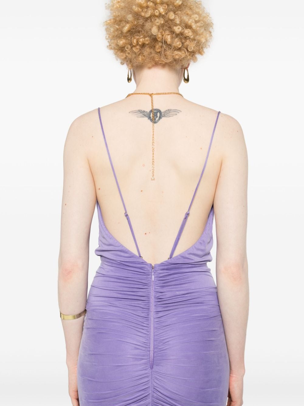 Shop Elisabetta Franchi Draped Long Dress In Purple