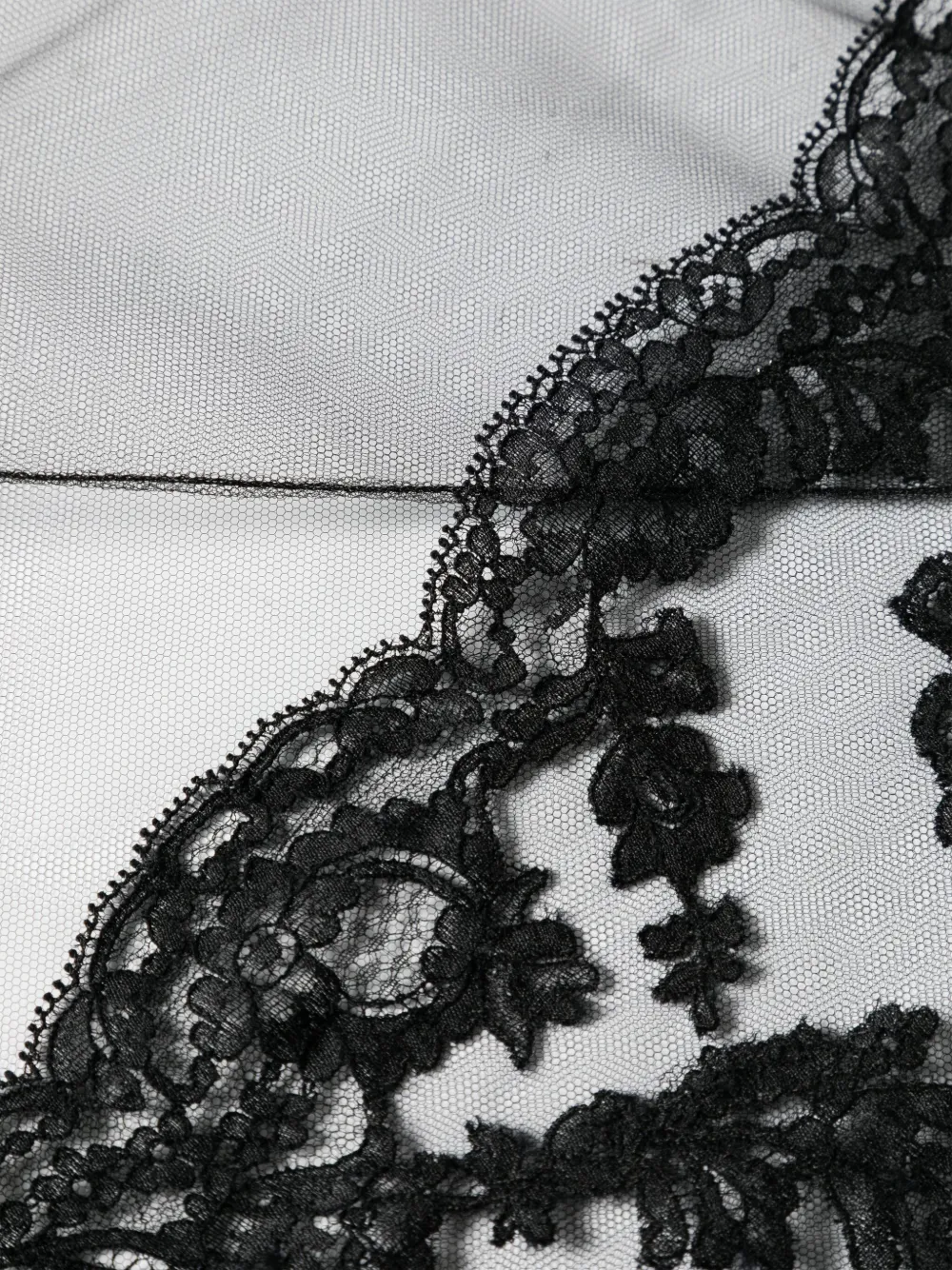 CARINE GILSON LACE-DETAIL TULLE ROBE