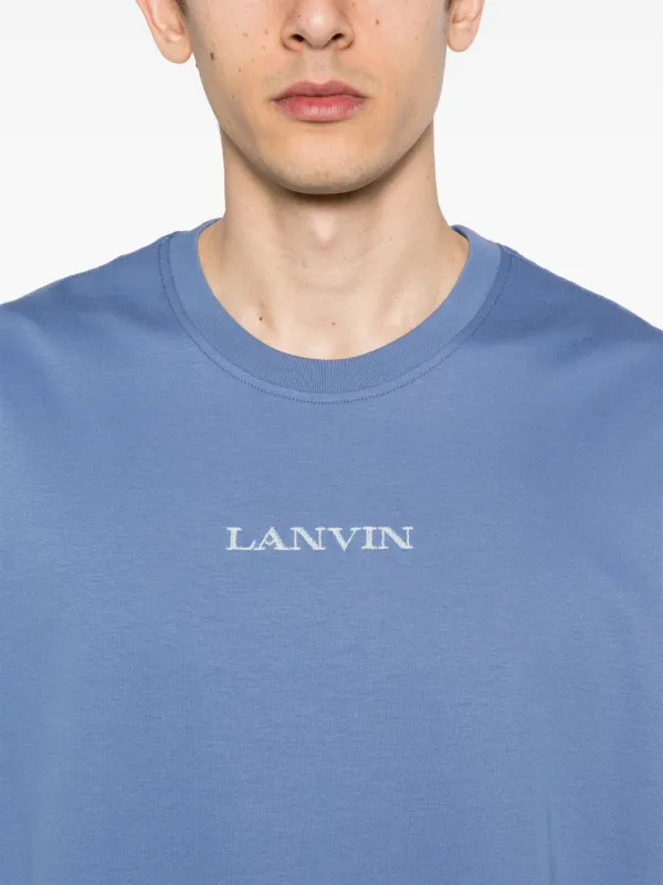 【関税込み】Lanvin ブルー ロゴパッチ Tシャツ Lanvin logo-embroidered T-shirt | Blue | FARFETCH