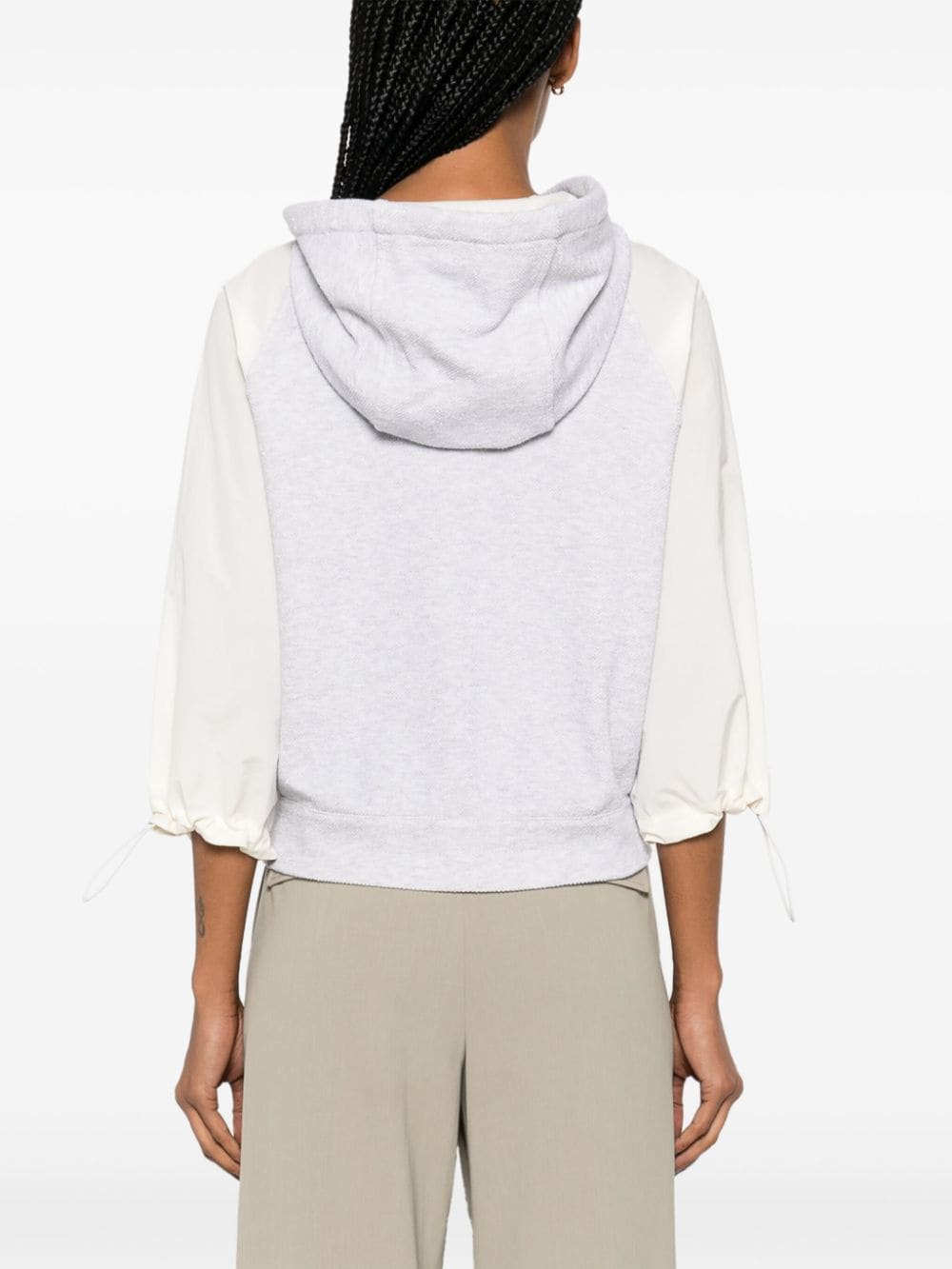 Shop Peserico Panelled-design Zip-up Hoodie In Grey