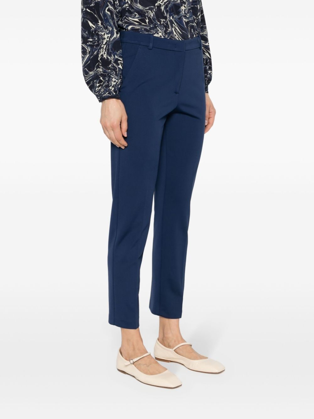 Shop Pinko Pressed-crease Trousers In Blue