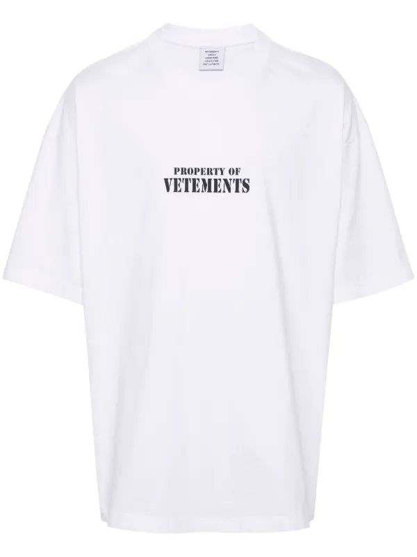 VETEMENTS logo-print Cotton T-shirt | White | FARFETCH ID