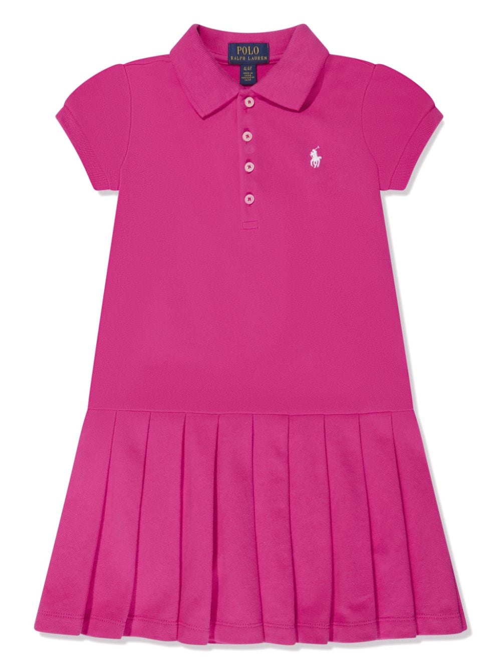 Ralph Lauren Kids' Polo领褶饰连衣裙 In Pink