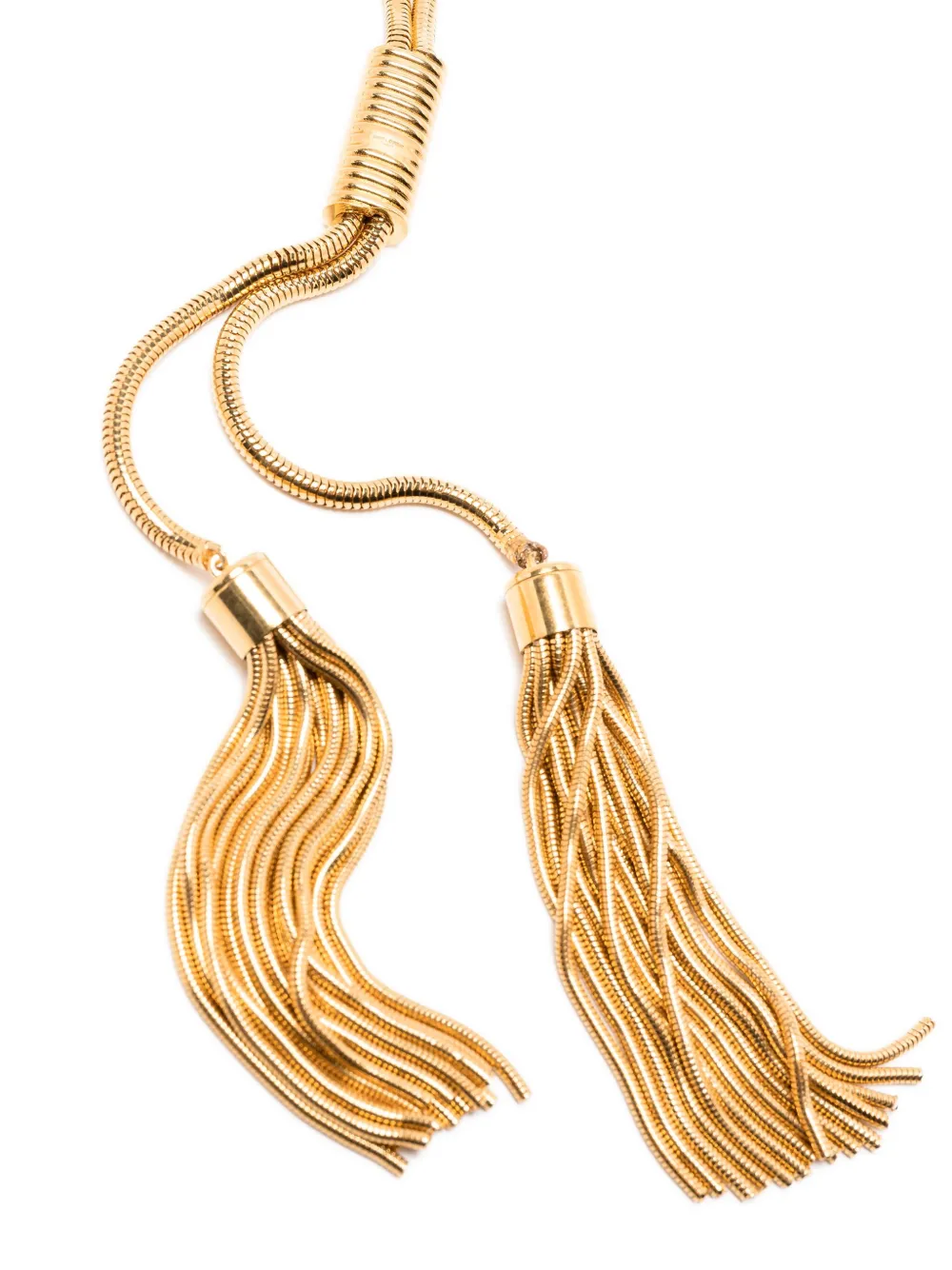 Pre-owned Saint Laurent Gold Plated Tassel Chain Necklace