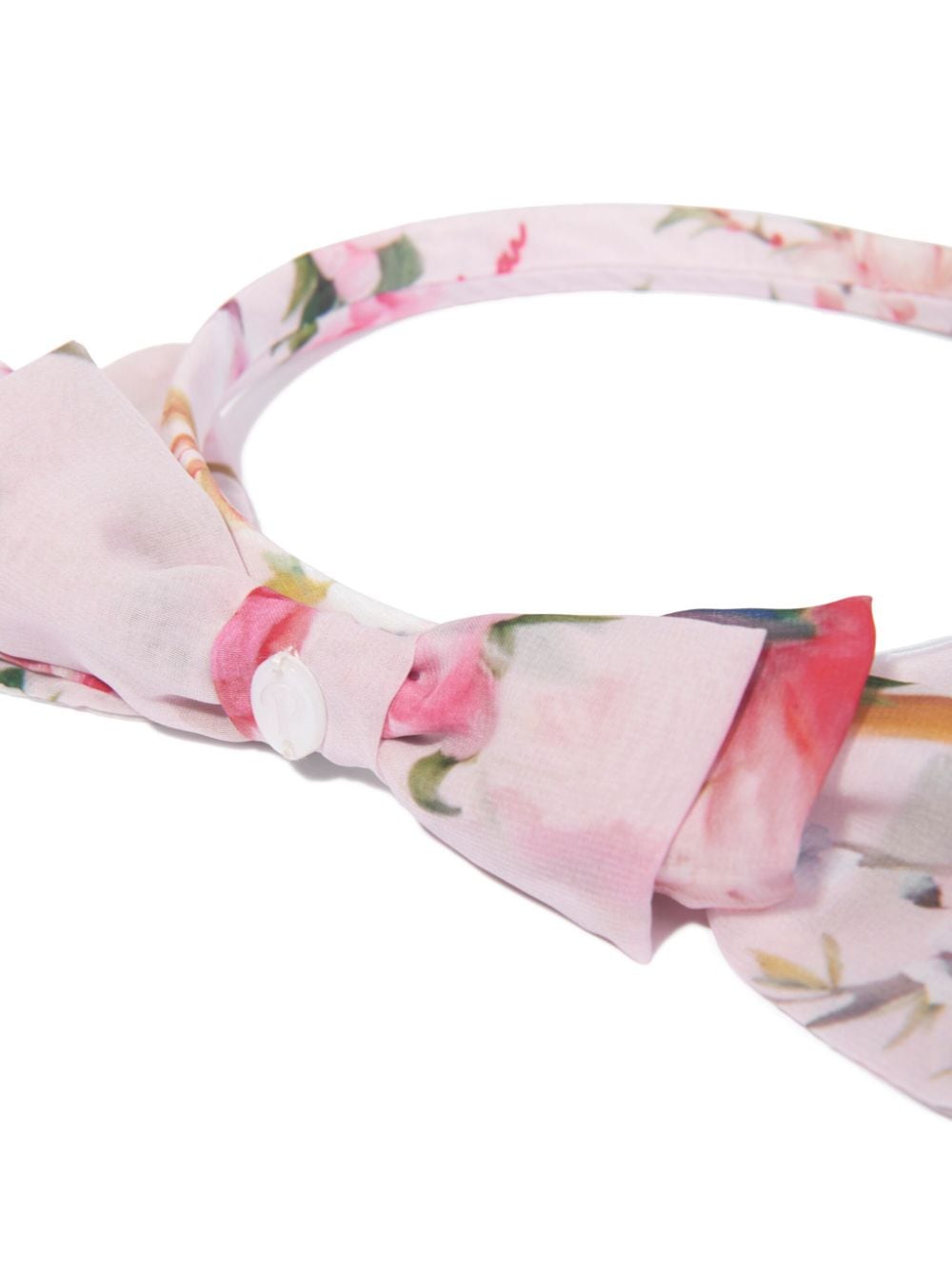 Shop Patachou Floral-print Bow Headband In Pink