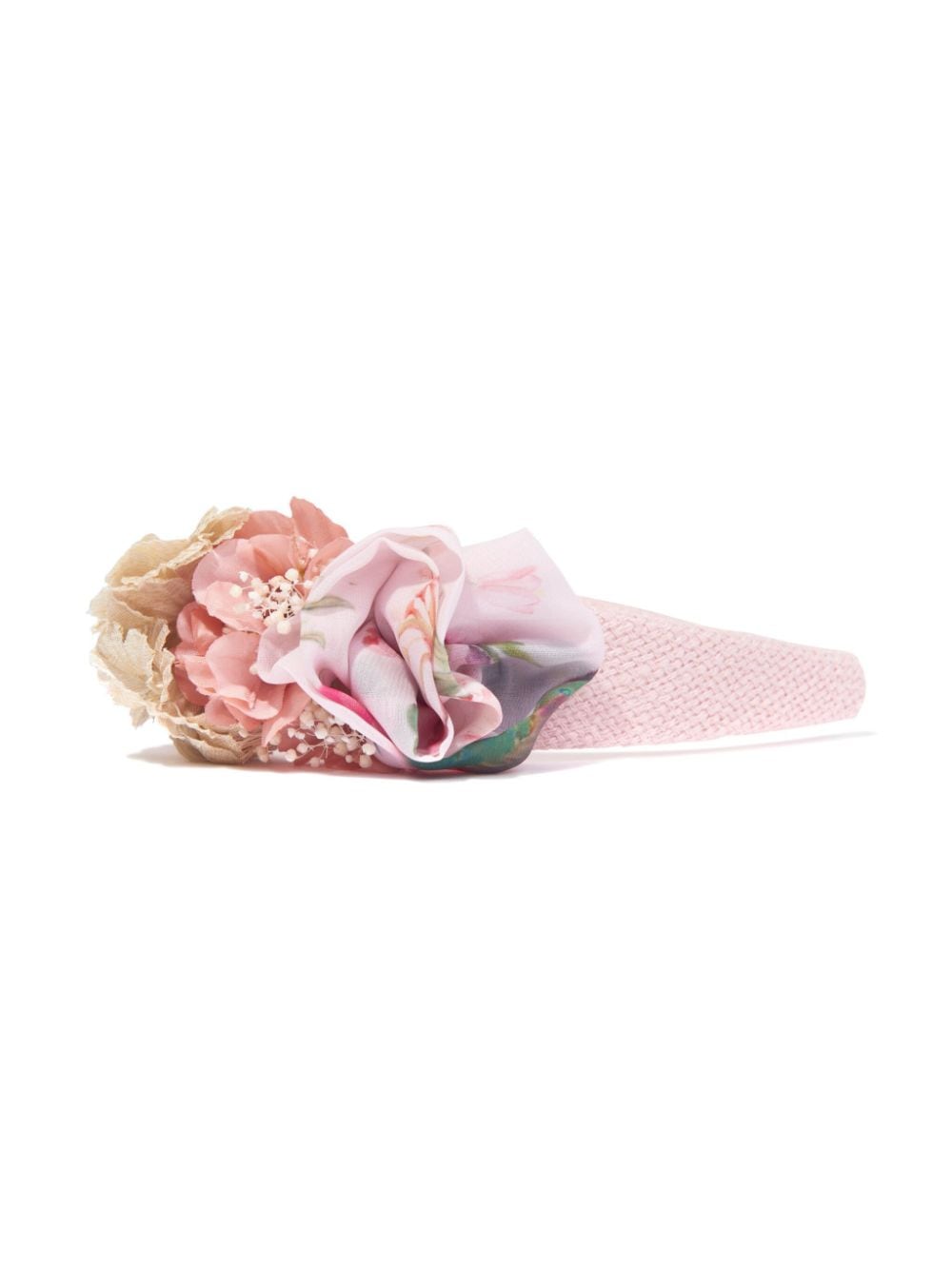 Shop Patachou Floral-appliqué Woven Headband In Pink