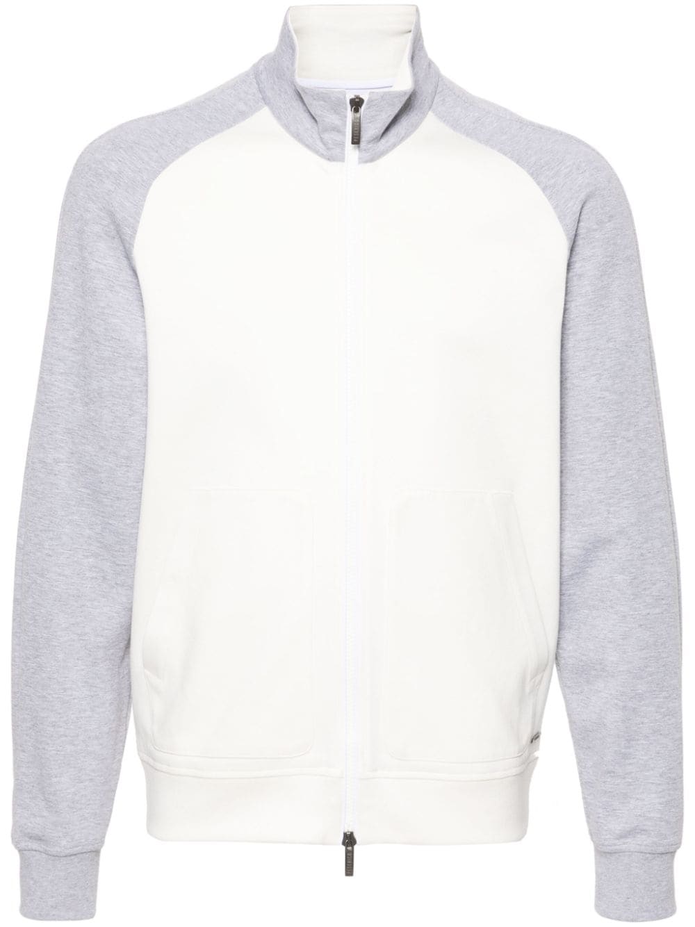 Peserico Colour-block Cotton Hoodie In White