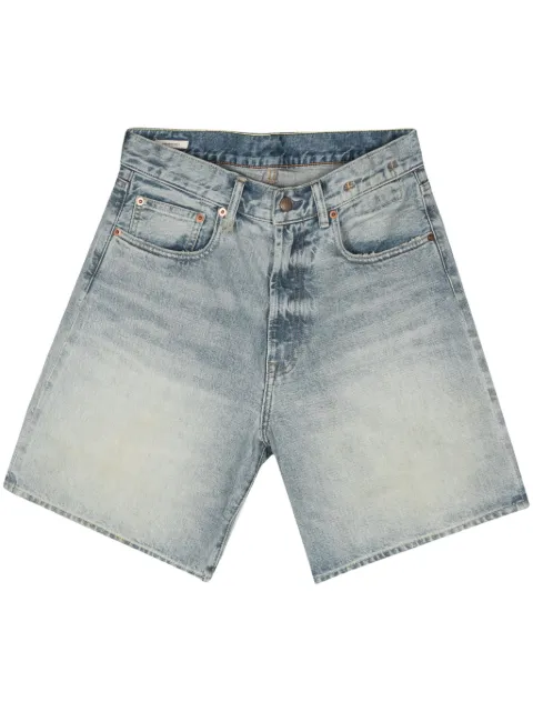 R13 logo-patch denim shorts