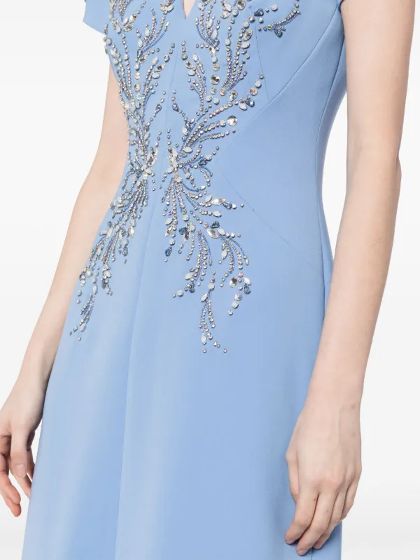 Jenny Packham Firefly crystal-embellished Midi Dress | Blue Jenny Packham Firefly crystal-embellished Midi Dress | Blue