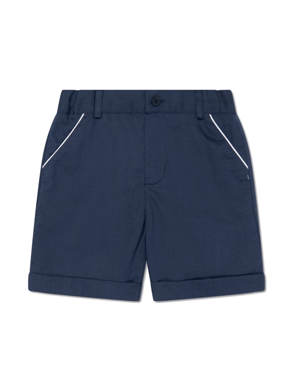 Patachou Kids' Contrast-trim Turn-up Shorts In Blue