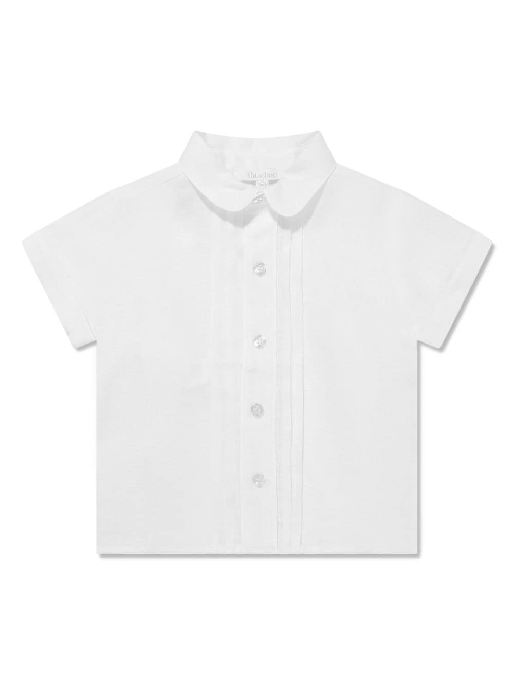 Shop Patachou Linen Short-sleeve Shirt In White