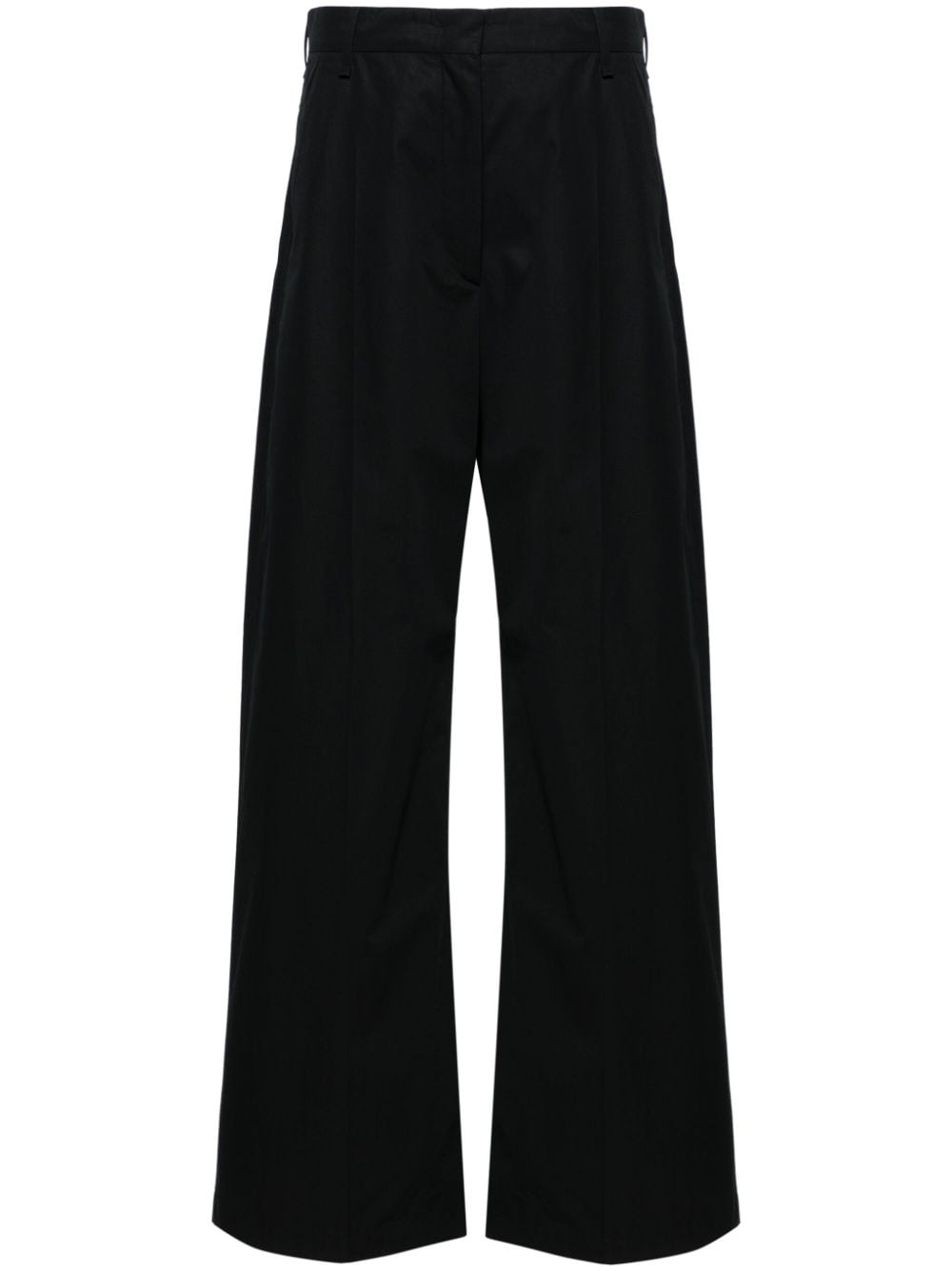 Sportmax wide-leg cotton trousers - Nero