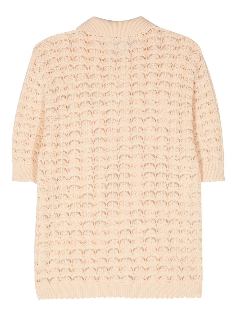 Shop Cmmn Swdn Crochet-knit Cotton Polo Shirt In Neutrals