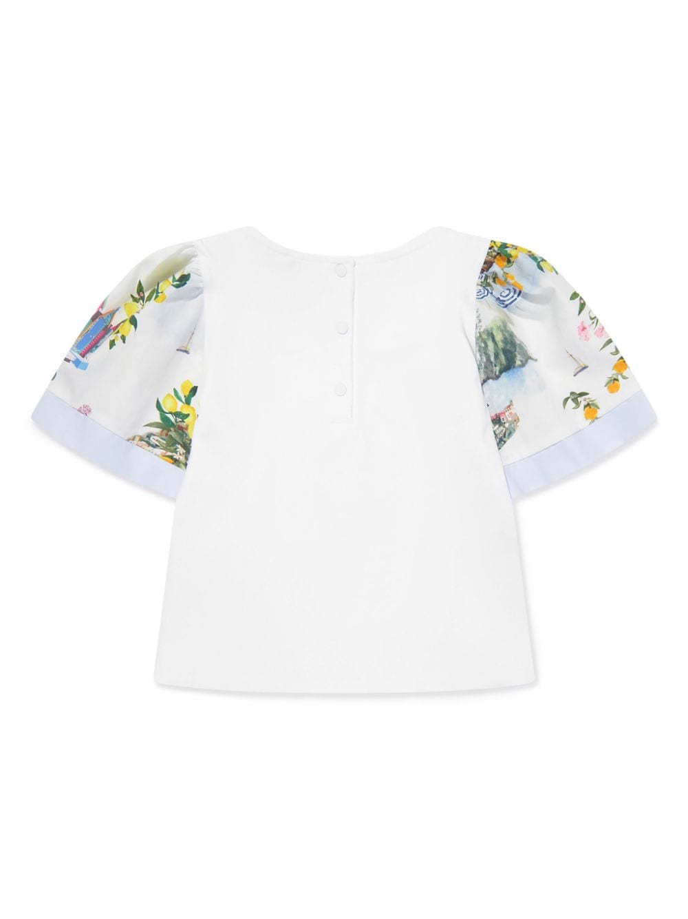 Shop Patachou Illustration-print Lace-trim T-shirt In White