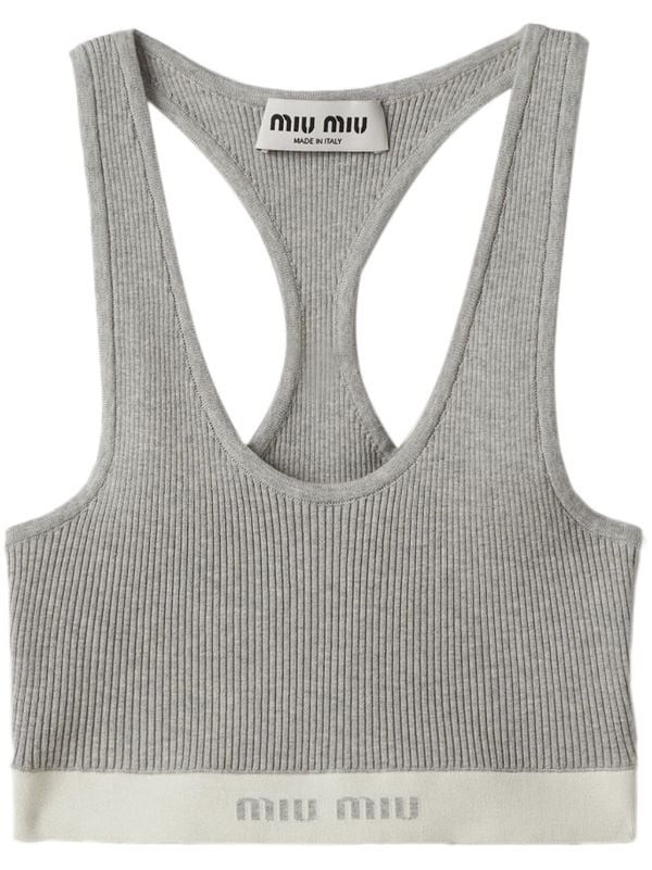 Miu Miu logo-embroidered Top - Farfetch