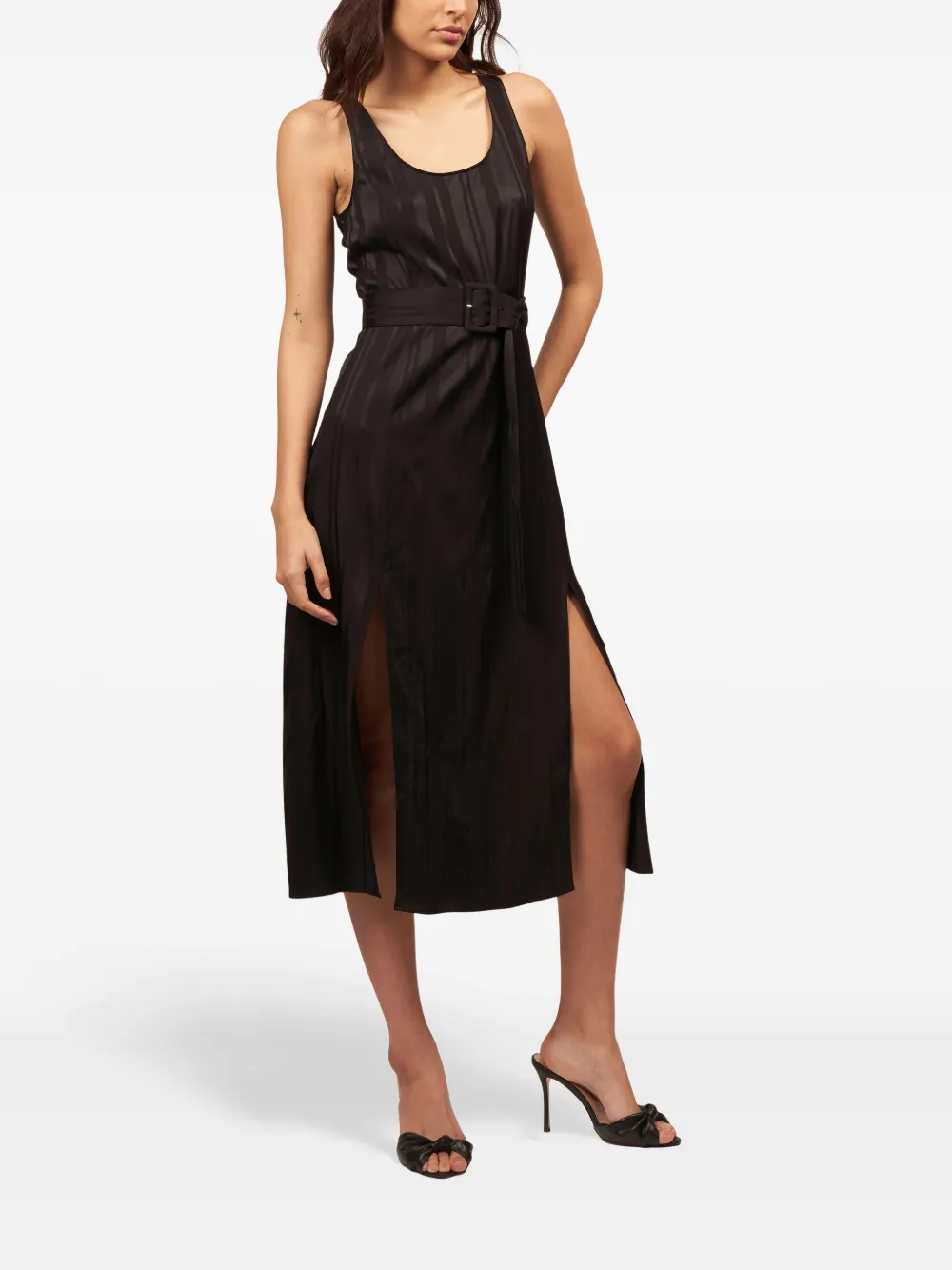 Equipment Brixley belted midi dress - Zwart