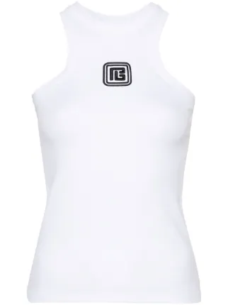 Balmain logo-embroidered Top | White | FARFETCH