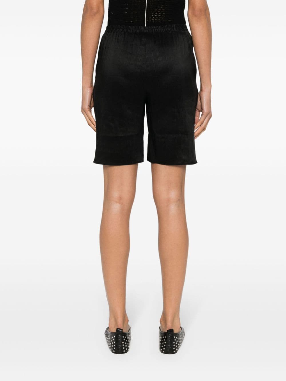 Shop Loulou Studio Andra Elastic-waist Shorts In Black