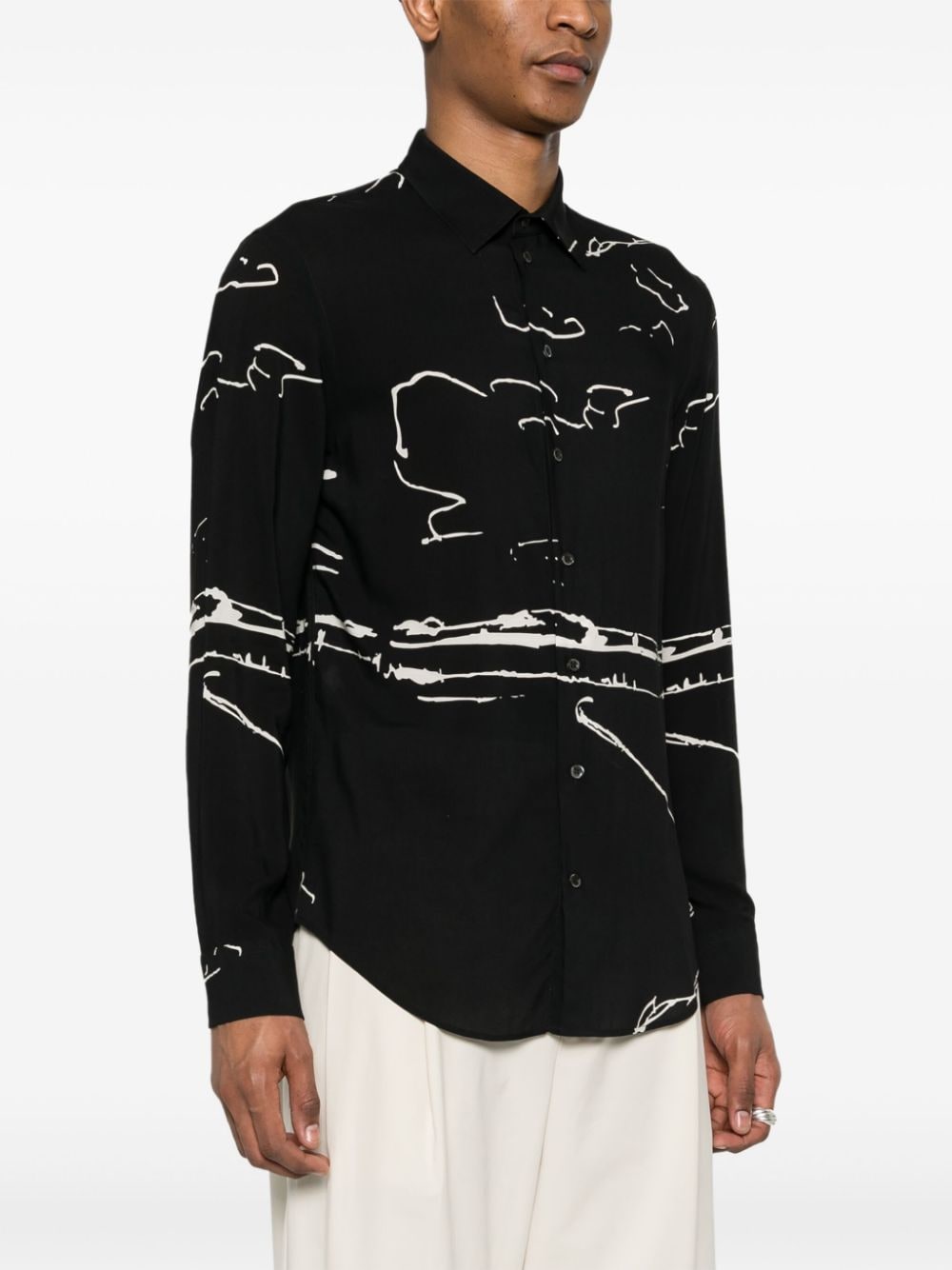 Emporio Armani Overhemd met abstracte print Zwart