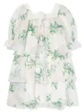 Patachou floral-print ruffled dress - White