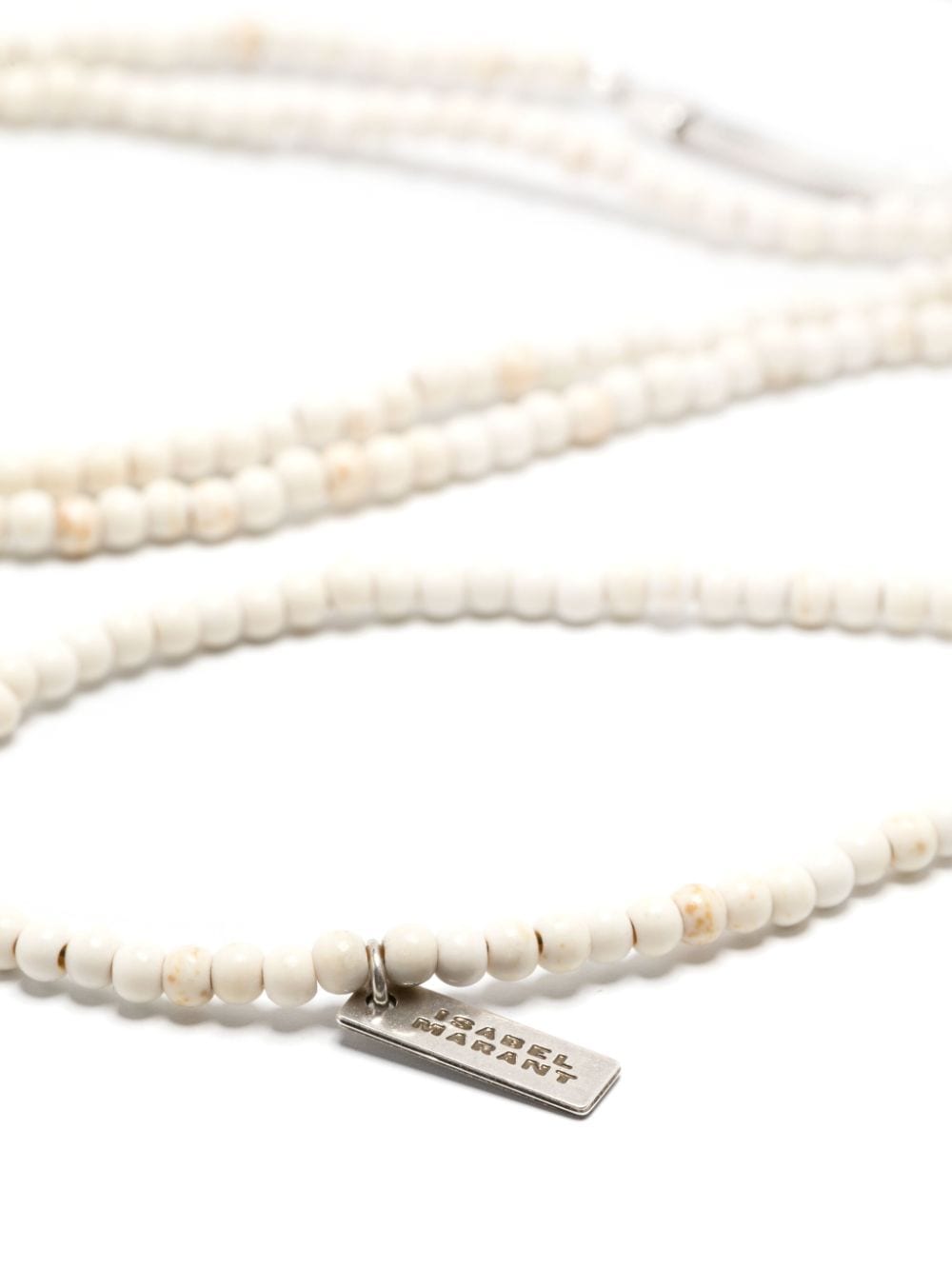 Shop Isabel Marant Emi Beaded Necklace In Neutrals
